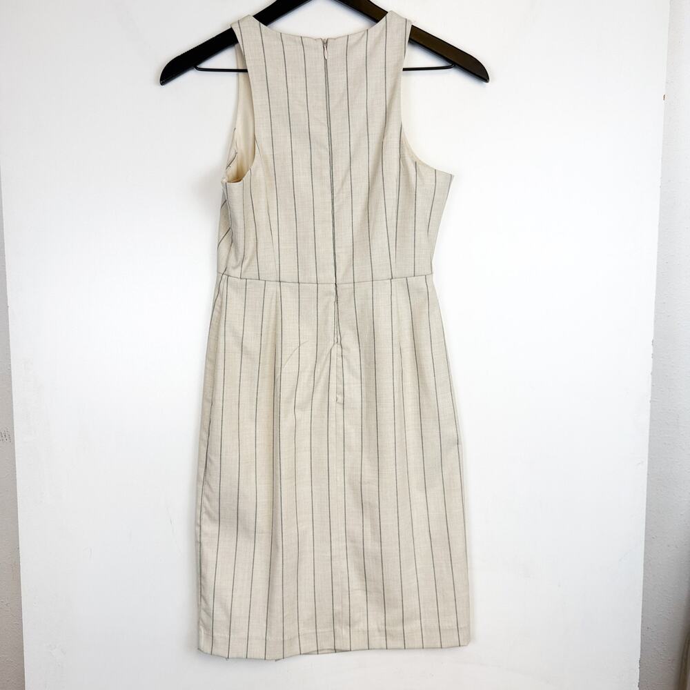 NWT Banana Republic Pinstriped Sheath Mini Beige Dress - 00P 00 Petite - Picture 4 of 10